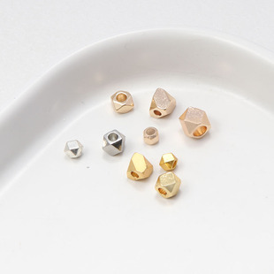 14k包金配件保色切角多边形4mm珠子手工材料饰品配件diy散珠50颗