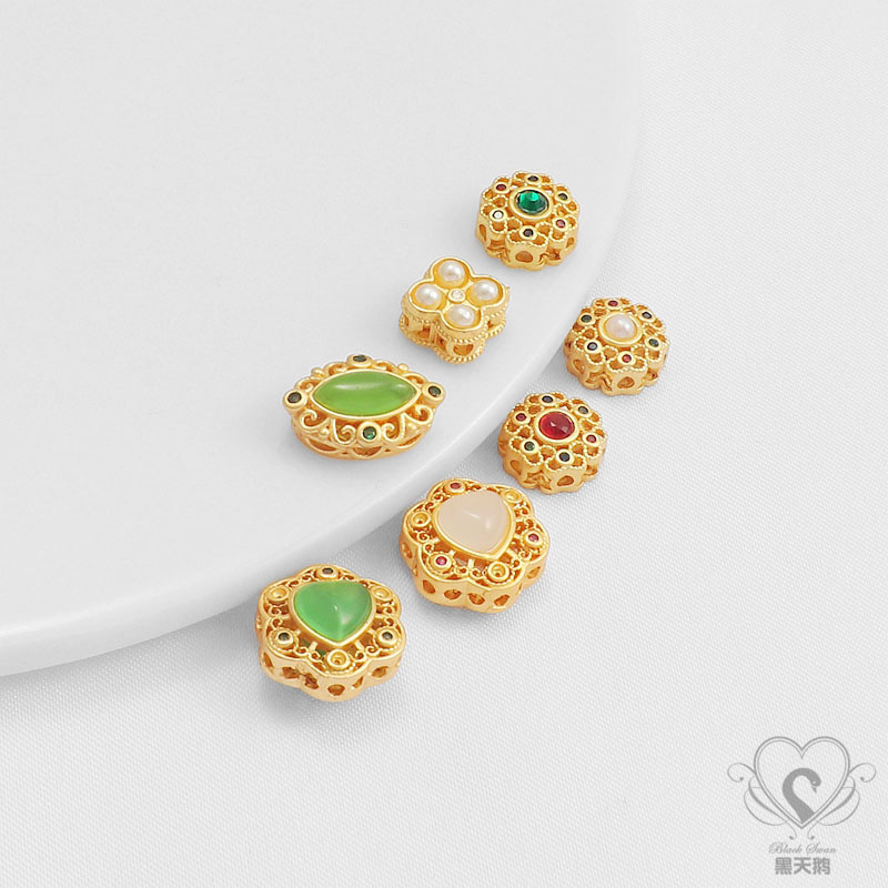 保色哑金镂空隔珠diy配件