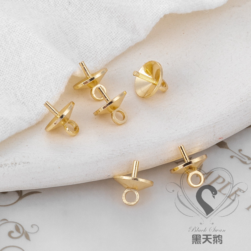 14k包金保色半孔盖头珍珠diy