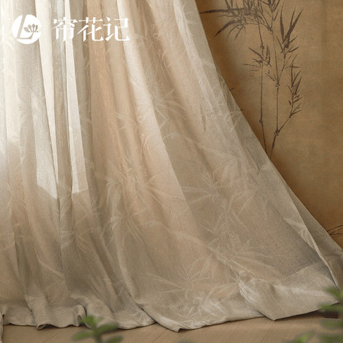 帘花记中式清雅竹叶窗纱