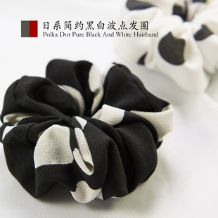 大大的波点简约复古波尔卡点波点女盘发马尾发圈发绳发饰头饰CF50
