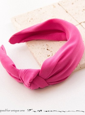 日韩纯色简约饱和黑色结丝巾宽边发箍头箍发卡深蓝色头饰发饰CK14