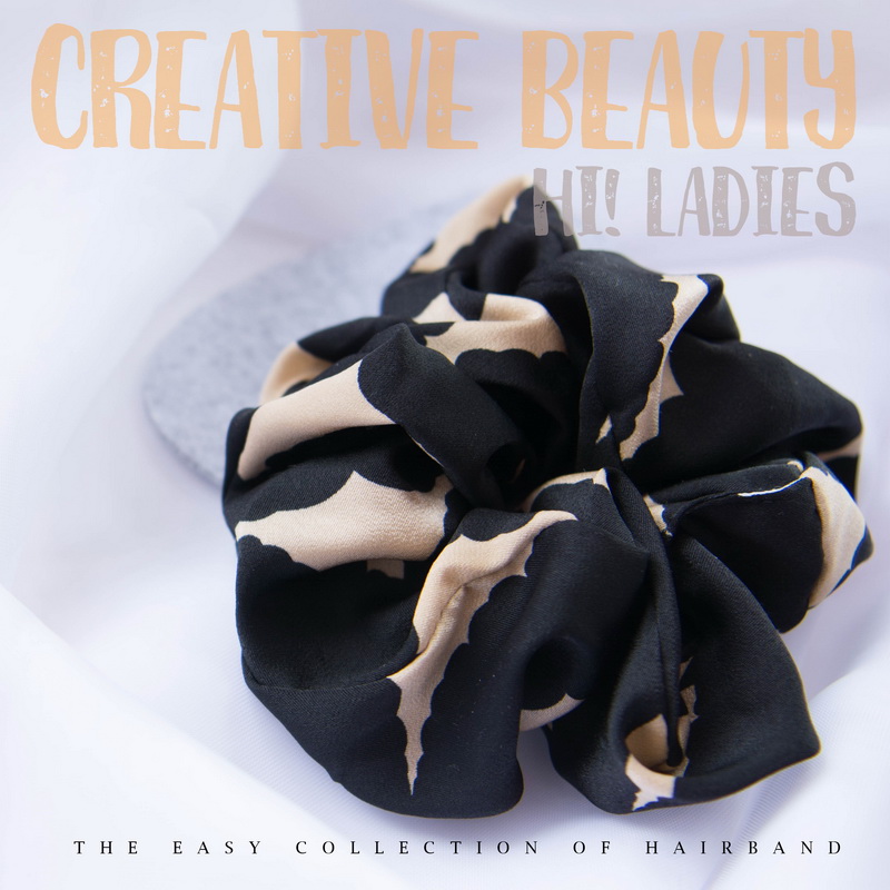 大号云朵仿真丝抽象三角印花马尾大发圈发绳头花皮筋发饰头饰CF02