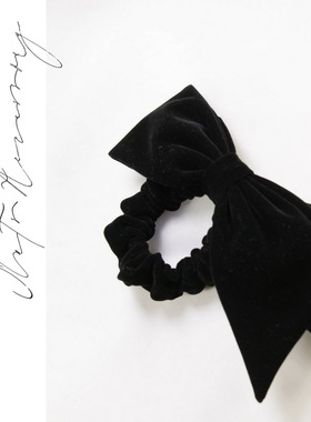 丝绒大号黑色天鹅绒单边蝴蝶结日韩马尾发圈发绳头花发饰头饰CH38