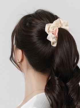 日韩珠光撞色拼色墨绿色盘发马尾大发圈发绳头花发饰头饰CJ60