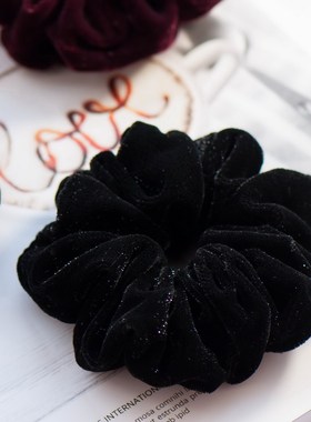 包邮韩国天鹅绒丝绒满天星丸子头棕灰色发绳发饰头饰头花发圈CJ33