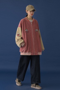 20年秋冬新款拼色贴标休闲ins灯芯绒棒球服DS-B293-Y775-P90控125图片