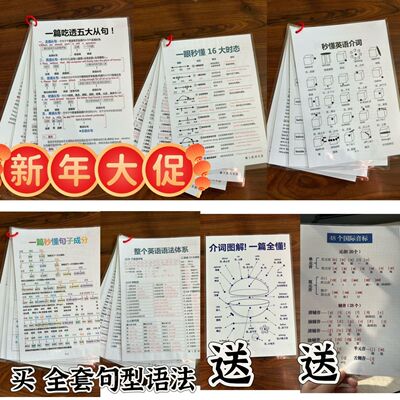 秒懂速记英语法顺口溜全套口诀时态介词从句句型开发卡 中小学