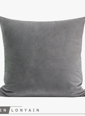 现代简约纯灰色滚边绒布纯色靠垫抱枕软装样板房售楼沙发新品推荐