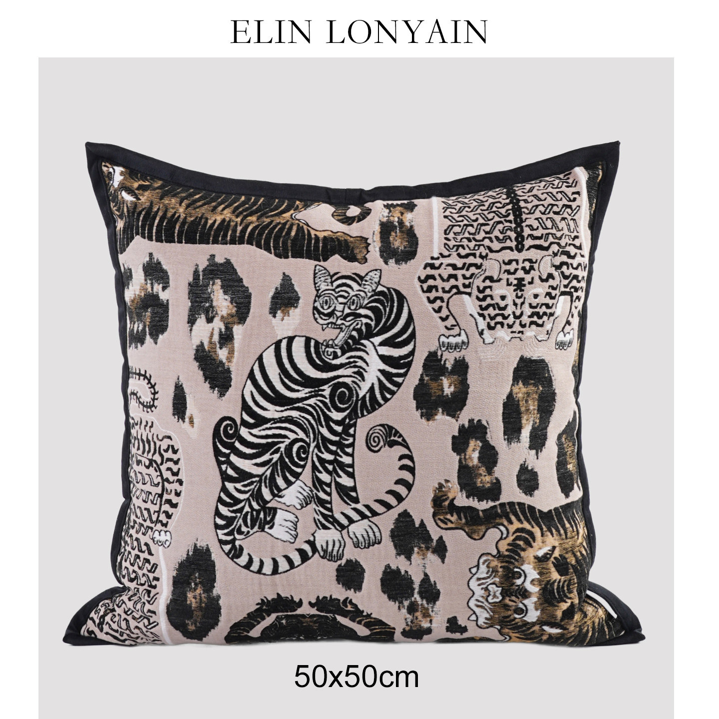 珑衍家居藏式图腾虎纹色织蒲团座墩换鞋凳沙发靠垫抱枕方枕腰枕