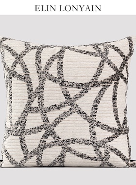 ELIN LONYAIN现代简约轻奢米灰色抽象肌理靠垫抱枕样板房方枕腰枕
