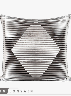 新品现代简约轻奢灰色抽象图案刺绣靠垫抱枕别墅样板房方枕