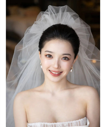 韩式抓泡蓬蓬头纱轻薄透