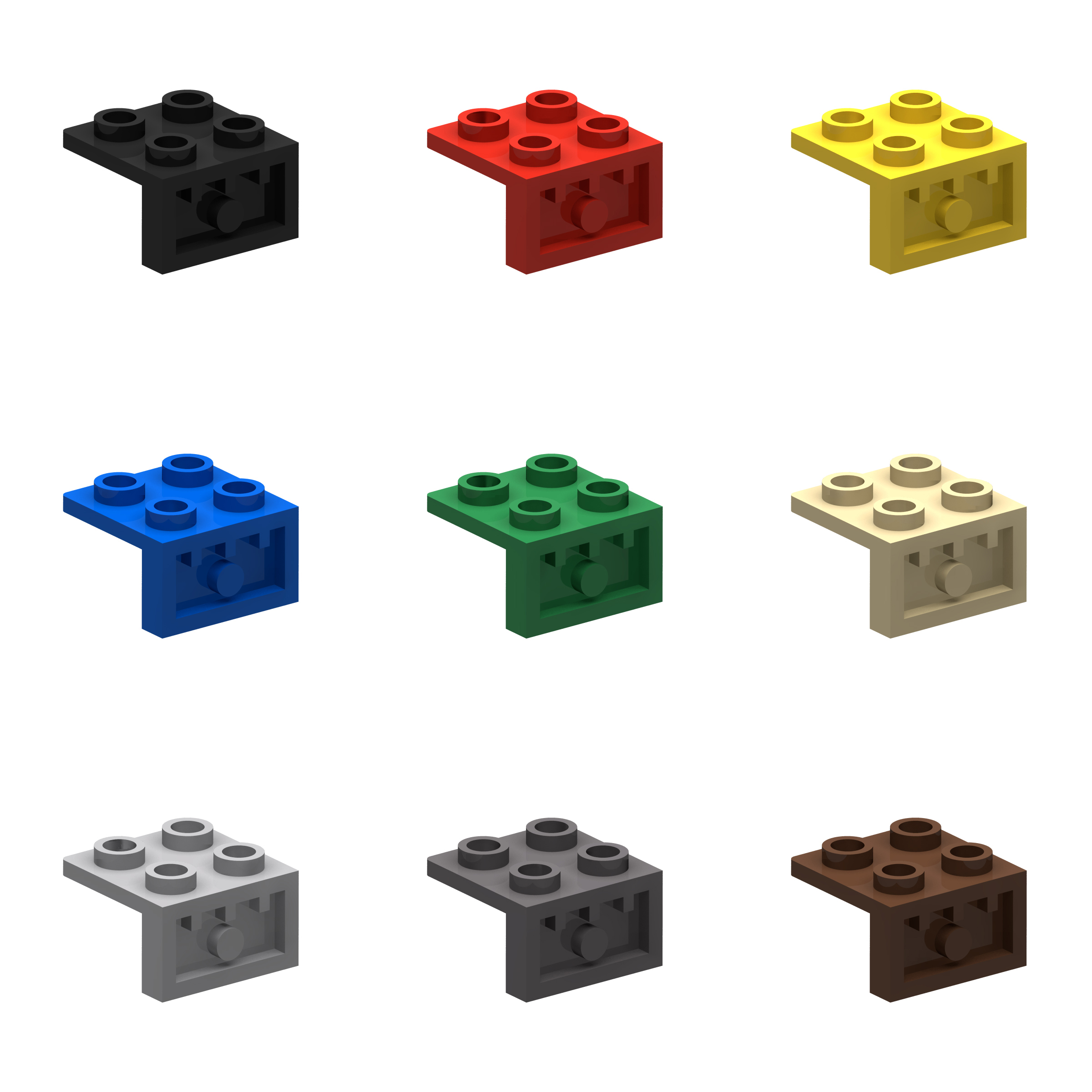 100块 MOC国产小颗粒积木零件 兼容乐高 99207 1x2-2x2反向托架件