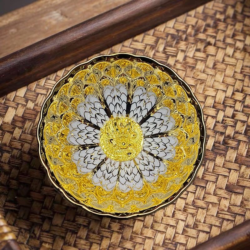 祥龙花口器型茶盏金玉满堂