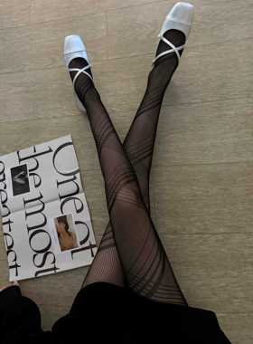 2024新款连裤袜夏季薄款菱形性感百搭辣妹网袜设计感黑色暗纹丝袜