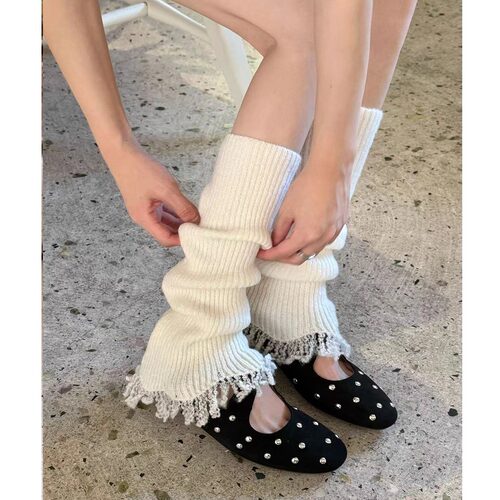 秋冬新款流苏袜套女y2k辣妹腿套博主款中筒堆堆袜加厚针织小腿袜