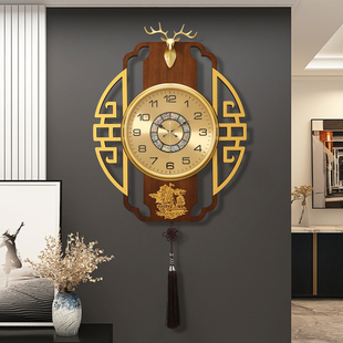 新款 2023年新款 钟表挂钟客厅家用时尚 新中式 创意石英钟静音时钟挂
