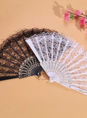 lolita蕾丝扇子华丽复古欧式旗袍折扇茶会款漫展cos道具女