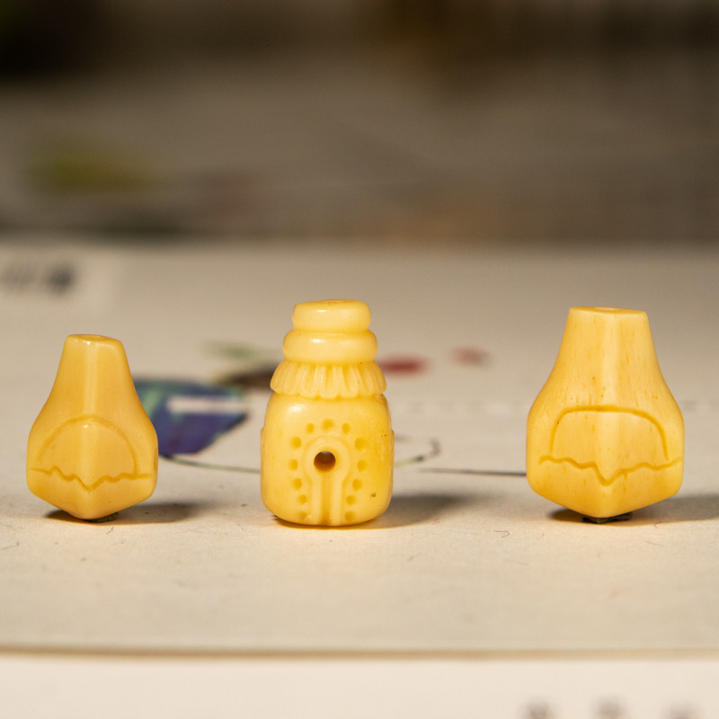 驼骨雕刻鲨鱼背三通佛头diy趣味文玩手链手串佛珠星月菩提配饰