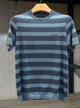 金利来男装针织衫夏季含桑蚕丝修身圆领条纹上衣MWW22311102-55