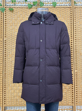 金利来男装白鹅绒羽绒服冬款中长修身连帽外套MDS19141440-91