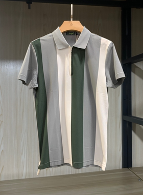 金利来男装T恤衫夏季含桑蚕丝修身半拉链休闲短袖MTS21621151-74