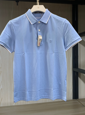 金利来男装T恤夏款修身版含桑蚕丝翻领休闲短袖MTS21121435-15