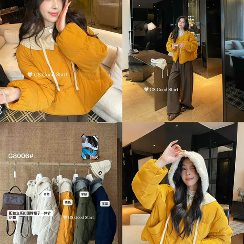 GS.GOOD START-百搭短款面包保暖羽绒服外套(配可拆卸帽子)G8006