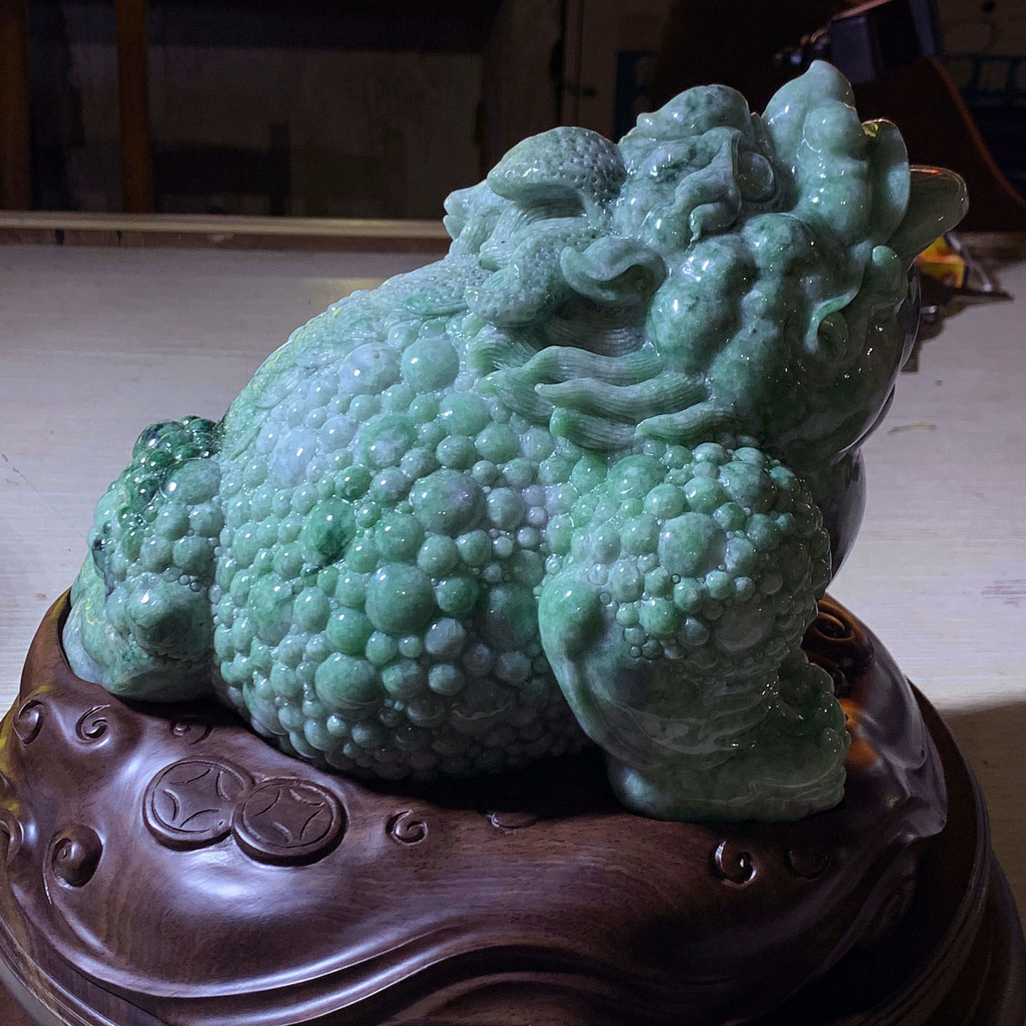天然缅甸玉翡翠雕件招财旺财三足金蟾办公室玄关送礼摆件包证书