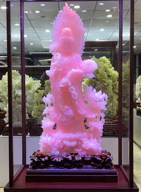 精品大型玉石雕件乘龙如意观音