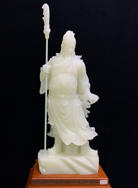 天然玉石关公武财神公司用玉雕件