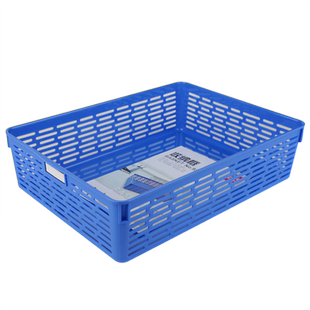 得力文件篮凭证筐A4收纳框公文篮加厚文件蓝单据存放塑料筐财务出纳票据发票资料有盖大容量收纳框简约文件筐