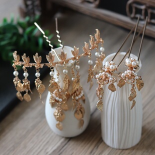 古风国风明制凤冠凤簪发衩耳饰全套汉服配饰流苏发饰步摇凤钗头饰