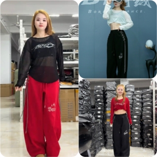 潮 防晒跳舞上衣T恤网纱蕾丝显瘦时尚 BT261款 爵士辣妹微透抽褶长袖