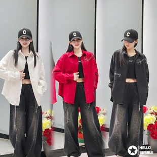 2025年秋冬新款条绒绒广场舞烫钻撒银工艺男女同款街舞爵士宽松潮