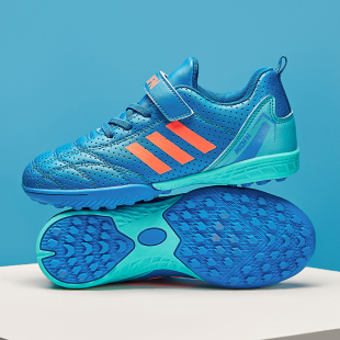 梅西新款儿童足球鞋免系带小学生网面透气男女童碎钉魔术贴训练鞋