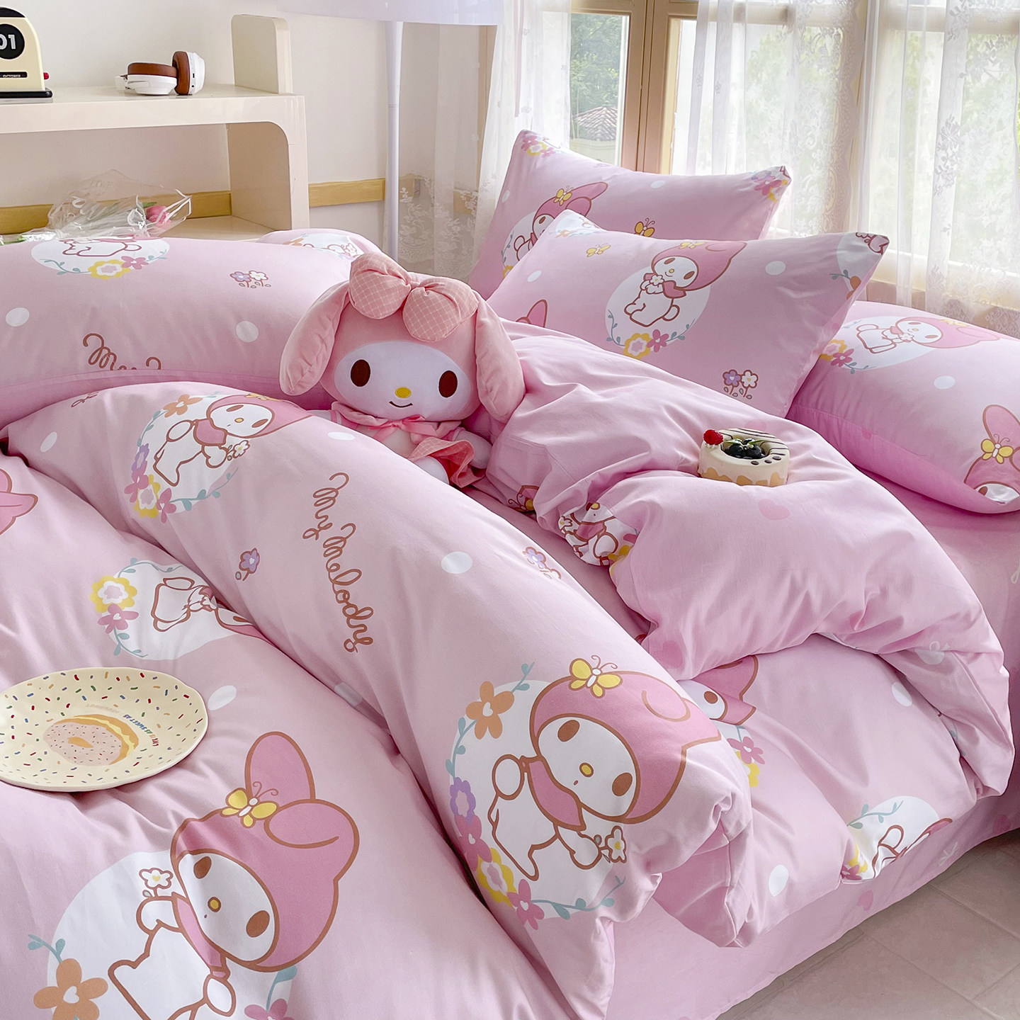 美乐蒂全棉四件套学生宿舍纯棉卡通儿童床笠被套女孩床单人三件套