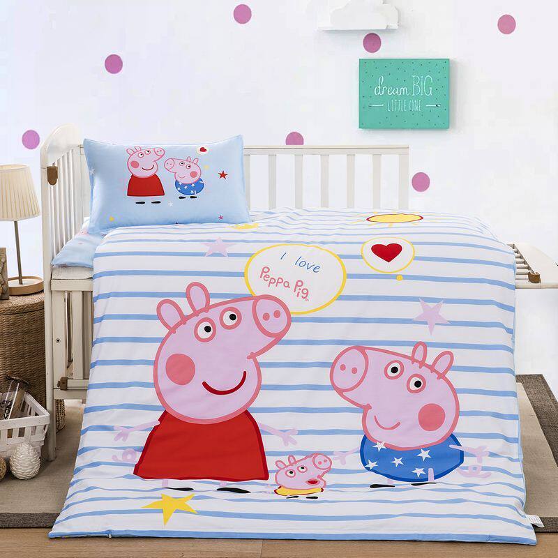 小猪佩奇纯棉幼儿园被子三件套儿童被褥六件套宝宝午睡婴儿床品