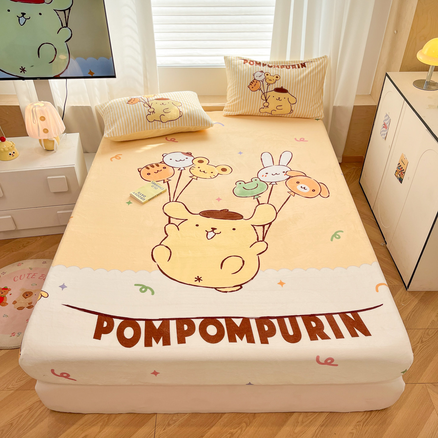 布丁狗牛奶绒床笠冬季加绒儿童珊瑚绒床笠罩床单三件套床垫保护套,床上用品,床笠,淘宝优惠券,粉丝福利购,淘宝优惠卷