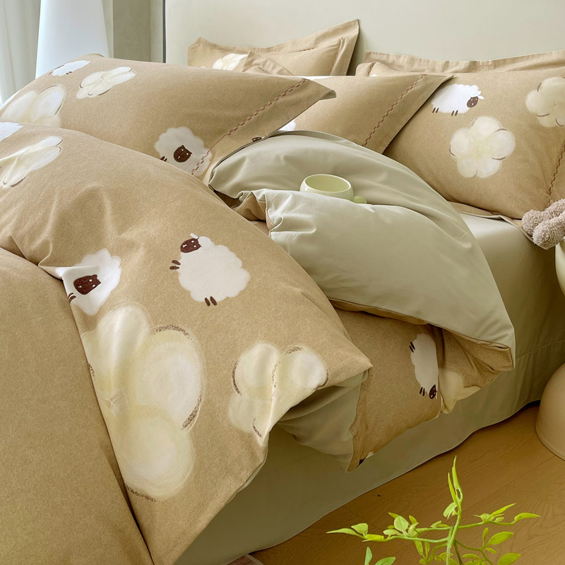 秋冬加厚纯棉磨毛床上四件套全棉