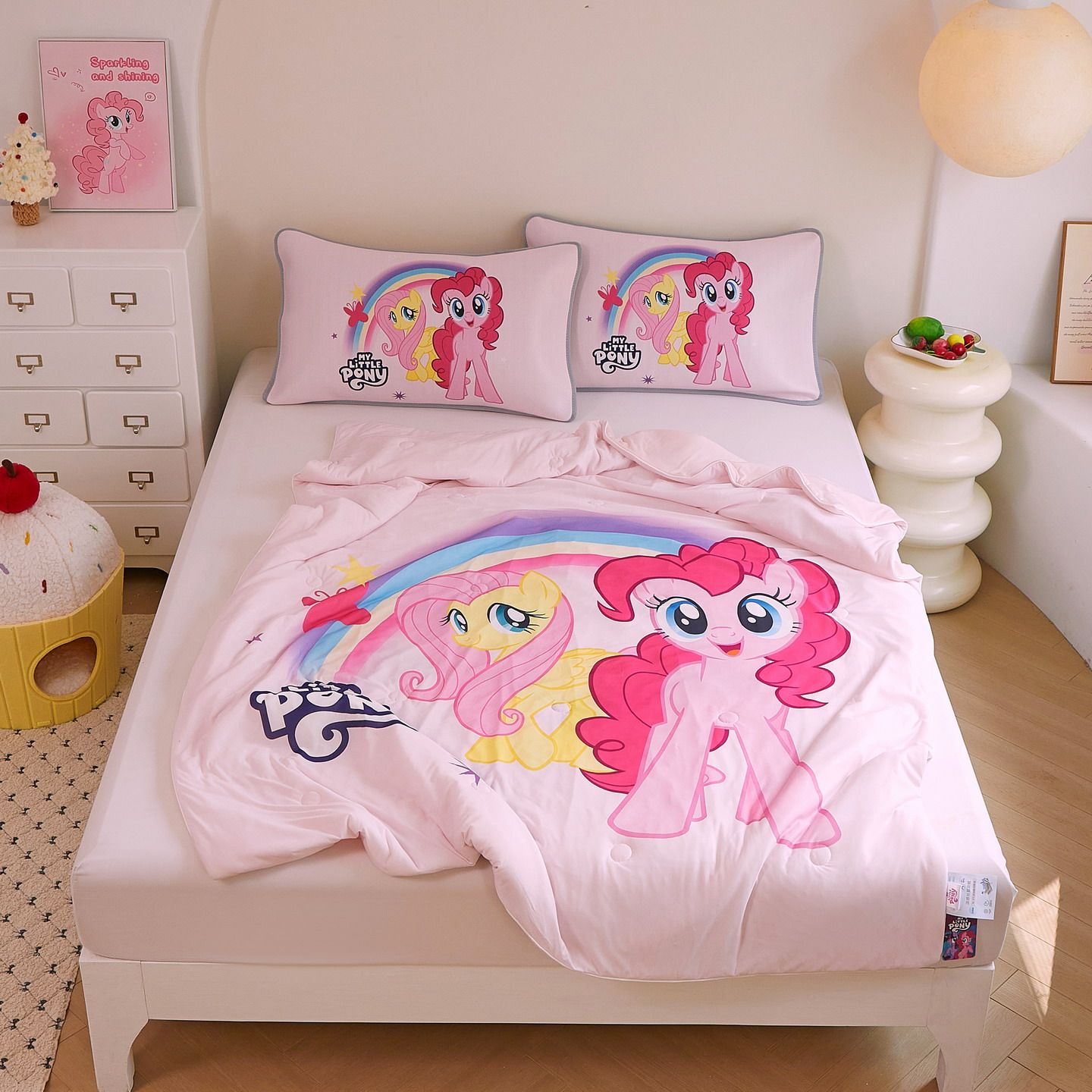 小马宝莉夏季冰丝凉席三件套儿童单人学生幼儿园空调软席子可水洗