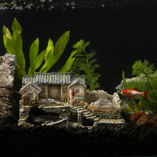 水族箱鱼缸造景老房子微景观摆件