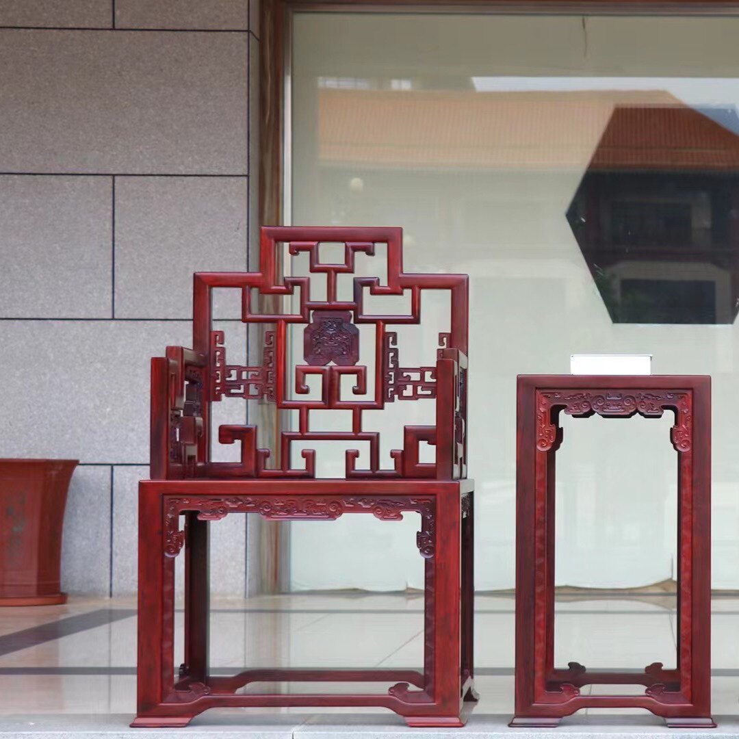 印度小叶紫檀家具清式太师椅三件套红木中式皇宫圈椅扶手椅子古典