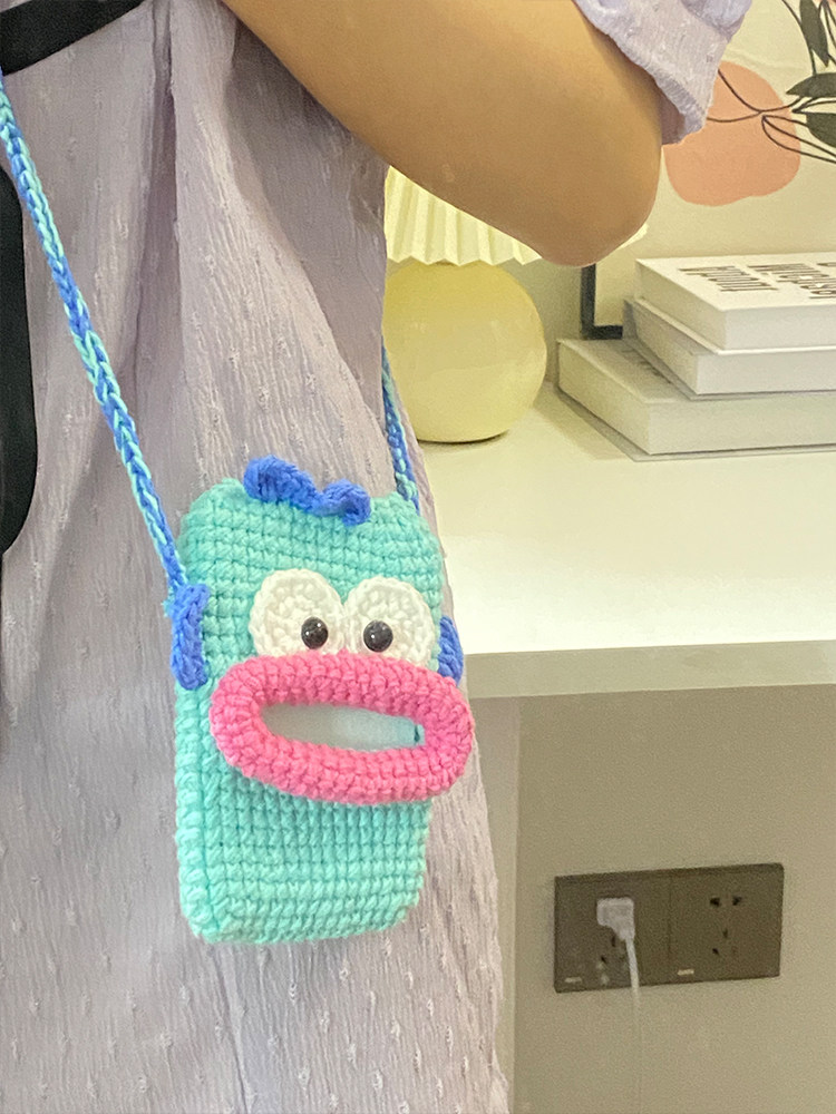 细牛奶棉手工钩织手机包diy