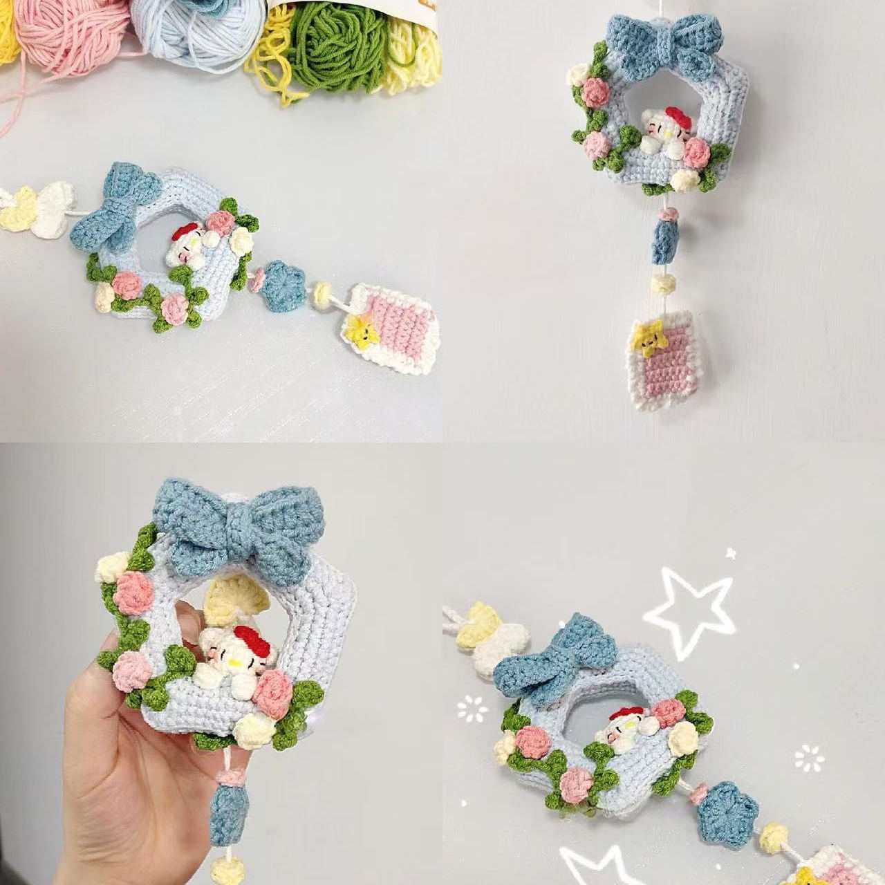 毛线钩织kitty星月车挂手作diy材料包手工编织自制创意礼物送闺蜜