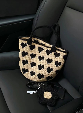 moonpie手工编织材料包毛线钩织爱心手拎包送闺蜜礼物自制手提袋