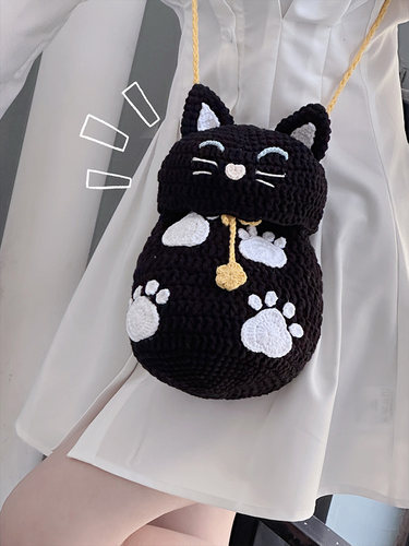 慕夏手创自制可爱猫咪包单肩包解闷手工编织diy材料包送闺蜜礼物