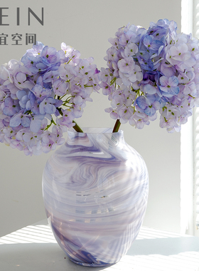 轻奢高级感紫色晕染琉璃玻璃花瓶设计感小众客厅插花摆件花艺花插
