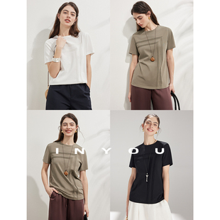 am10 因由 Row风立体牙签褶柔软棉挺括圆领T恤女 00上新